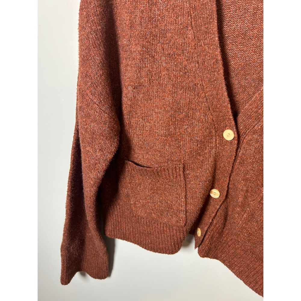 Abercrombie & Fitch Rust Orange Marl V-Neck Button Front Cardigan Sweater Small‎ - Picture 3 of 4